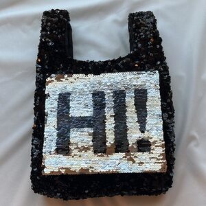 Anthropologie Sequins Bag with Hand Made Hi! Sequins